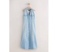 Next Robe mi-longue boutonnée sans manches en jean Denim de blanchiment EU 42 (UK 14)