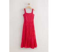 Next Robe mi-longue côtelée sans manches à col carré rouge FR 36 Regular (EU 34 R)