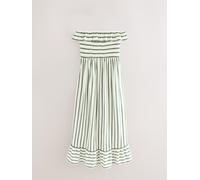 Next Robe mi-longue d'été à volants et bandeau imprimée Vert/Ecru EU 46 (UK 18)