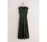Next Robe mi-longue en jersey à mancherons Vert kaki EU 46 Petite (UK 18 P)