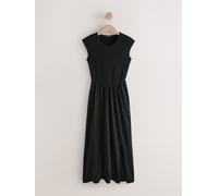 Next Robe mi-longue en jersey froncé à mancherons Noir FR 36 (EU 34)