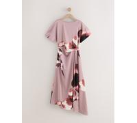 next Robe mi-longue en satin texturé à manches courtes sur le côté Rose FR 44 (EU 42)