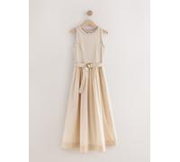next Robe midi ceinturée en tissu mélangé tissé 2 dans 1 crème FR 36 Regular (EU 34 R)