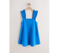 Next Robe mini à bretelles volantées en jersey brodé bleu FR 42 Tall (EU 40 T)