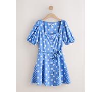 Next Robe mini à Manche bouffante et boutonné bleu FR 46 (EU 44)
