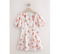 Next Robe mini à Manche bouffante et boutonné crème FR 52 (EU 50)