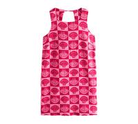 Next Pink/Red Shell Print Linen Rich Square Neck Shift Mini Dress Pink/Red Shell Print EU 44 Petite (UK 16 P)