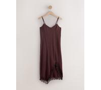 next Robe Slip dress mi-longue asymétrique à bordure en dentelle Brun FR 46 Tall (EU 42 T)