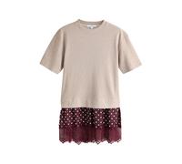 Next Robes en maille beige / lie de vin / blanc, Taille 36-38