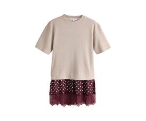 Next Robes en maille beige / lie de vin / blanc, Taille 36-38