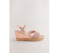 Next Rose Gold Round Toe Asymmetrical Bling Platform Wedges