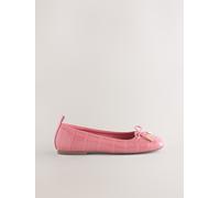 Next Rose Pink Croc Forever Comfort Square Toe Bow Ballet Flats Rose Pink Croc EU 41 (UK 7)