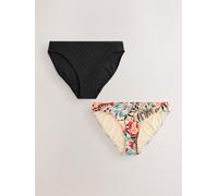 Next Rust Red Abstract/Black High Leg Bikini Bottoms 2 Pack