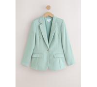 Next Sage Green Crinkle Fabric Single Breasted Blazer