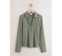 Next Sage Green Henley Long Sleeve Button Down Top