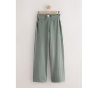 Next Sage Green Jersey Denim Wide Leg Trousers