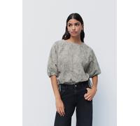 Next Sage Green Puff Sleeve Cornelli Detail Drawstring Top