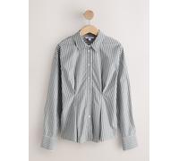 Next Sage Green/White Stripe Cinched Waist Fitted Shirt Sage Green/White Stripe EU 46 (UK 18)