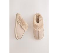Next Sand Faux Fur Lined Suede Mule Slippers