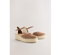 Next Sand Standard/Wide Fit Closed Toe Platform Espadrille Wedges