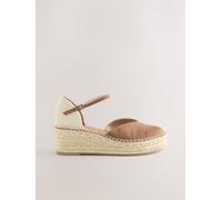 Next Sand Standard/Wide Fit Closed Toe Platform Espadrille Wedges