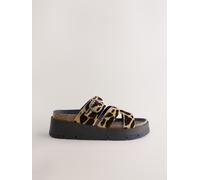 Next Leopard Print Leather Strap Buckle Detail Sandals