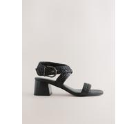 Next Sandales à talon bloc en cuir tressé Forever Comfort Noir EU 41 (UK 7)