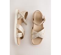 next Sandales Flexi Comfort en cuir à bout carré et semelle intérieure tressée doré EU 43 (UK 9)