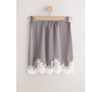 next Satin Lace Trim Mini Skirt Gris FR 46 Regular (EU 44 R)