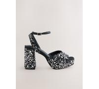 Next Sandales à lanières 'Forever Comfort' noir / argent, Taille 40-40,5