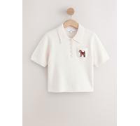 Next Short Sleeve Knitted Polo Top With Wool crème M Regular (FR 42-44)