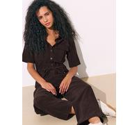 Next Short Sleeve Utility Cord Jumpsuit Brun FR 48 Petite (EU 46 P)