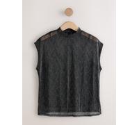 Next Silver/Black Metallic Sparkle Sheer Layer Cap Sleeve Top