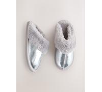 Next Silver Faux Fur Foil Mule Slippers