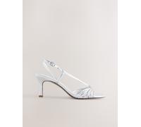 Next Silver Forever Comfort Strappy Square Toe Heeled Sandals Silver EU 40 (UK 6.5)