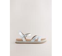 Next Silver Metallic Forever Comfort Cross Strap Sandals