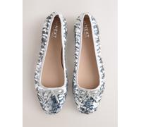 Next Silver Sequin Standard/Wide Fit Round Toe Ballerina Shoes Silver Sequin 8 EU 42 W