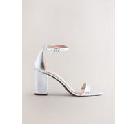 Next Silver Standard/Wide Fit Block Heel Sandals