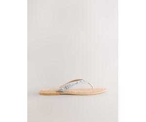 Next Silver Standard/Wide Fit Forever Comfort Beaded Toe Thong Sandals