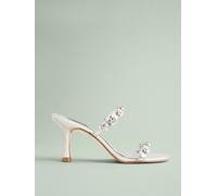 Next Silver Tabitha Simmons x Next Flora Leather Double Flower Detail Heel Mules Silver EU 39 (UK 6)