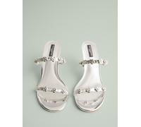 Next Silver Tabitha Simmons x Next Flora Leather Double Flower Detail Heel Mules Silver EU 40 (UK 6.5)