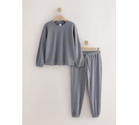 Next Slate Grey Cosy Waffle Long Sleeve Pyjamas