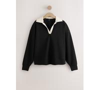 next Slinky Contrast Collar Rugby Sweat Top Noir M (FR 42-44)