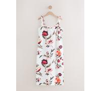 Next Slip dress mi-long à volants d'été Cream/Rouge à fleurs EU 38 Tall (UK 10 T)