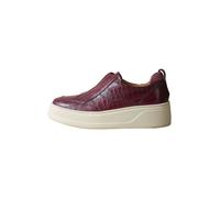 Next Burgundy Croc Effect Signature Leather Chunky Wedge Platform Trainers