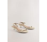 Next Snake Print Beige Leather Round Toe Low Kitten Heel Simple Sandals