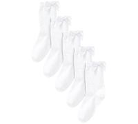 NEXT Socquettes d'école en coton majoritaire avec nœud, lot de 5 paires Blanc 23