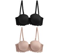 NEXT Femme Soutien-Gorge Multipositions légèrement rembourrés Bonnets A-E, Lot de 2 Noir/Praline Nude 90