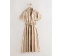 Next Stone Short Sleeve Utility Midi Dress Stone EU 50 (UK 22)