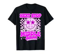 Next Stop Middle School Last Day Moving Up Groovy Magenta T-Shirt